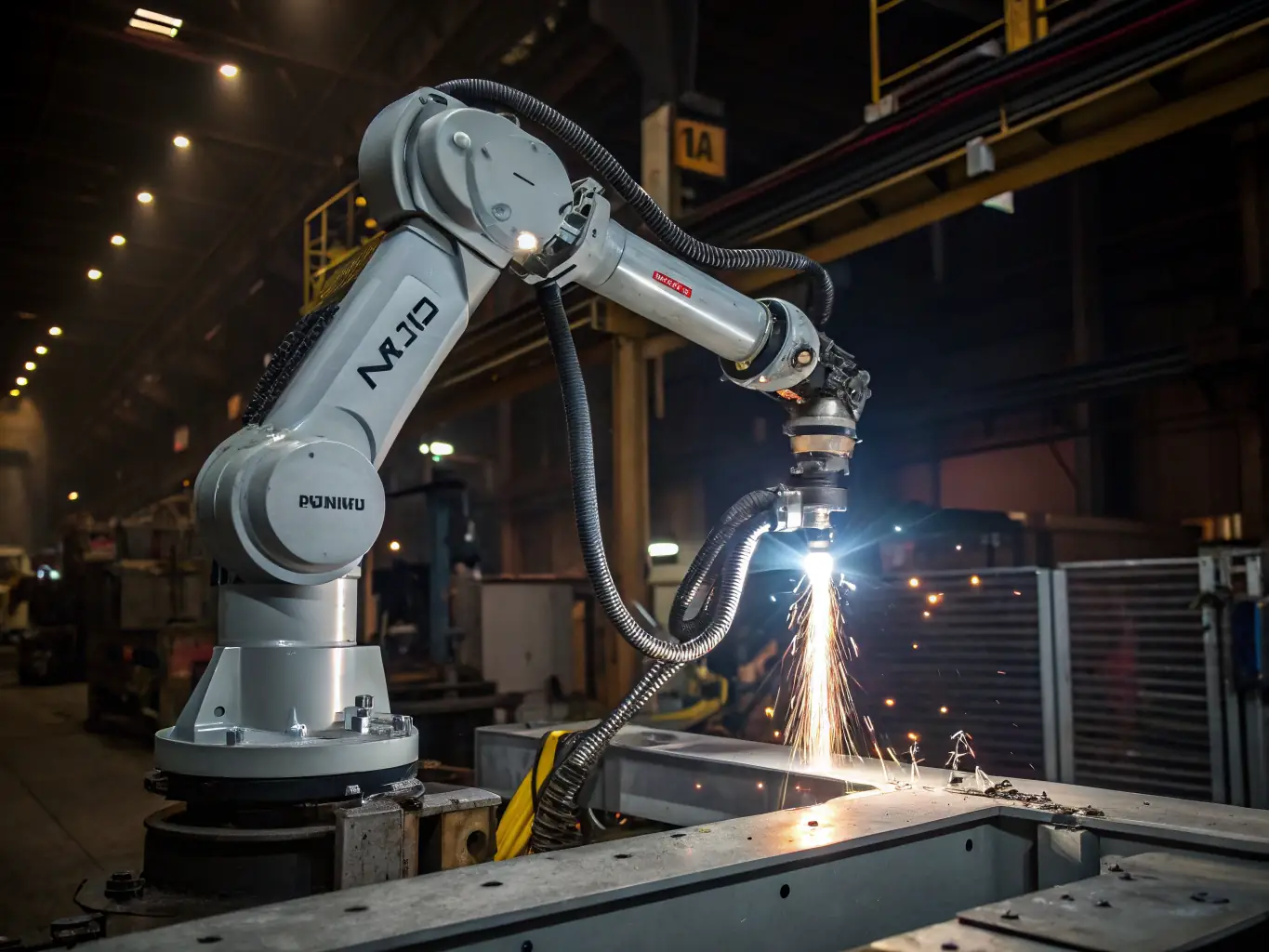 A close-up shot of a robotic arm performing a precise task, symbolizing the application of AI in automation and robotics.