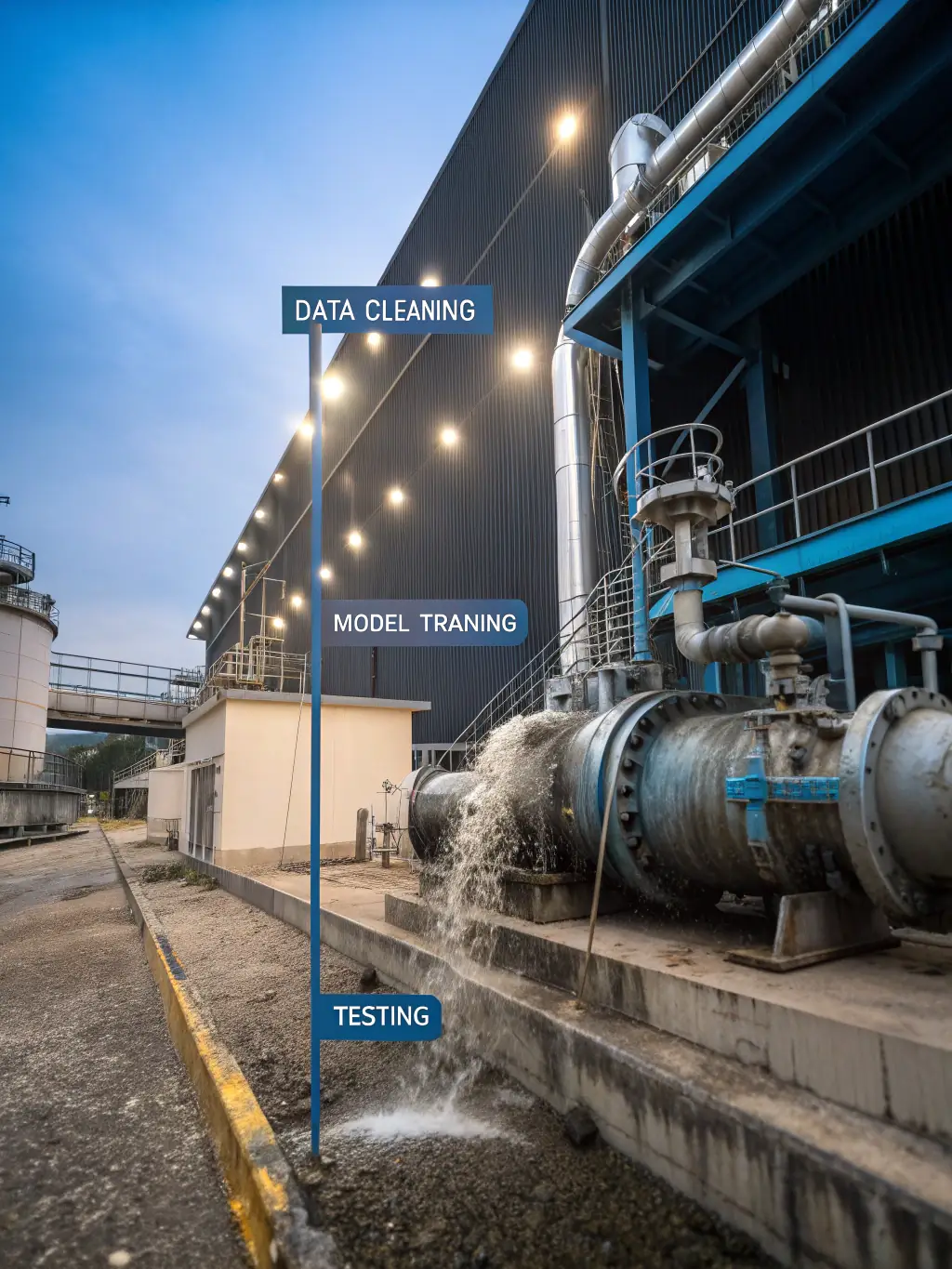A graphic depicting data preprocessing steps, including cleaning, transformation, and feature engineering.
